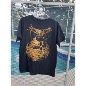 Zion Rootswear Men's Black Johnny Cash Guitar Short Sleeves T-Shirt Size M